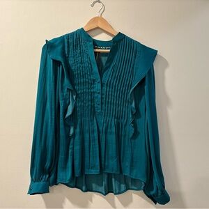 NWT Pullover Blouse with Pintucks and Button Detail